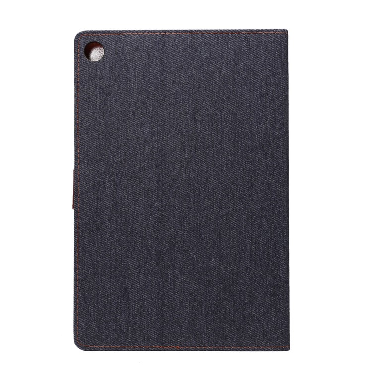Jeans Cloth Texture Leather Wallet Stand Case for Huawei MediaPad M5 10/M5 10 (Pro) - Black Blue-3