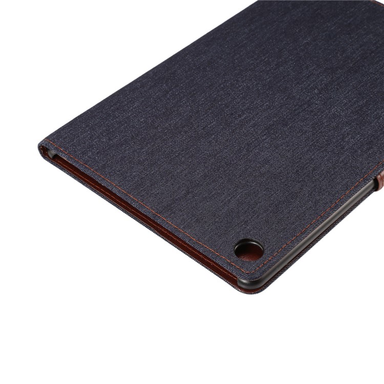 Jeans Cloth Texture Leather Wallet Stand Case for Huawei MediaPad M5 10/M5 10 (Pro) - Black Blue-7