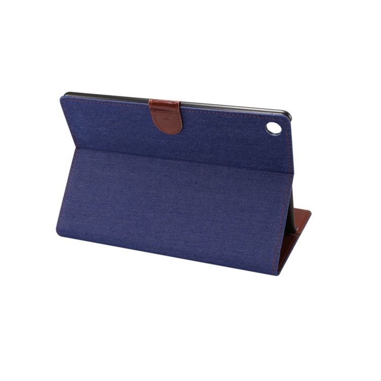 Jeans Cloth Texture Leather Wallet Stand Flip Casing for Huawei MediaPad M5 10/M5 10 (Pro) - Dark Blue-4