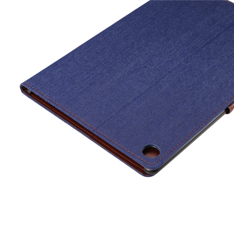 Jeans Cloth Texture Leather Wallet Stand Flip Casing for Huawei MediaPad M5 10/M5 10 (Pro) - Dark Blue-6