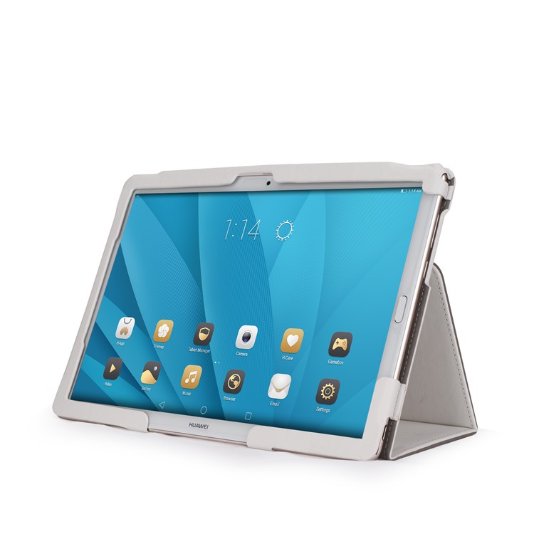 Foldable Stand PU Leather Protective Cover for Huawei MediaPad M5 10/MediaPad M5 10 (Pro) - White-5