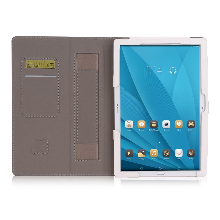 Foldable Stand PU Leather Protective Cover for Huawei MediaPad M5 10/MediaPad M5 10 (Pro) - White-7