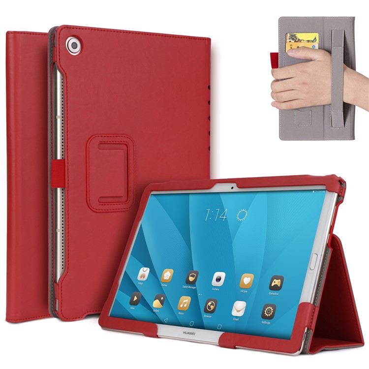 Foldable Stand PU Leather Protective Shell for Huawei MediaPad M5 10/MediaPad M5 10 (Pro) - Red-1