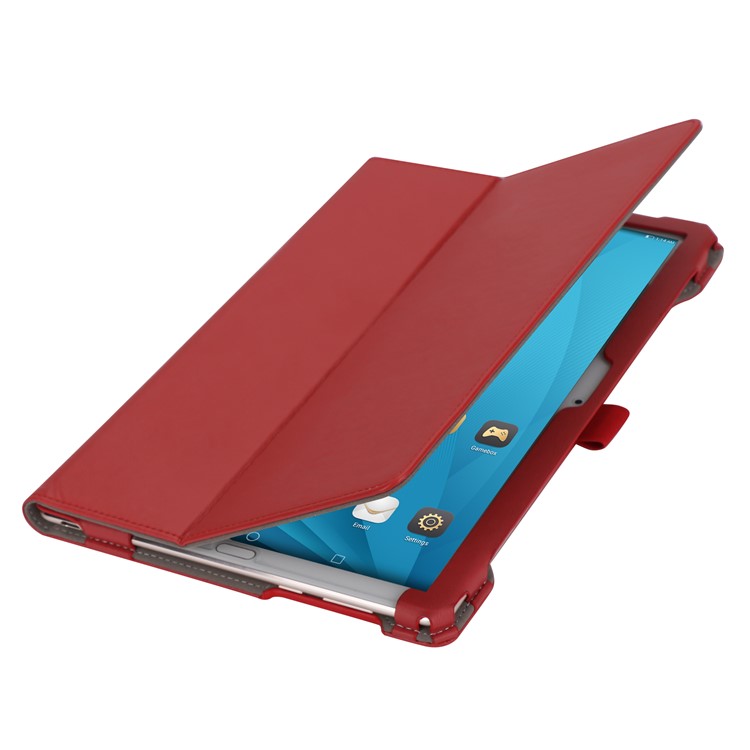 Foldable Stand PU Leather Protective Shell for Huawei MediaPad M5 10/MediaPad M5 10 (Pro) - Red-11
