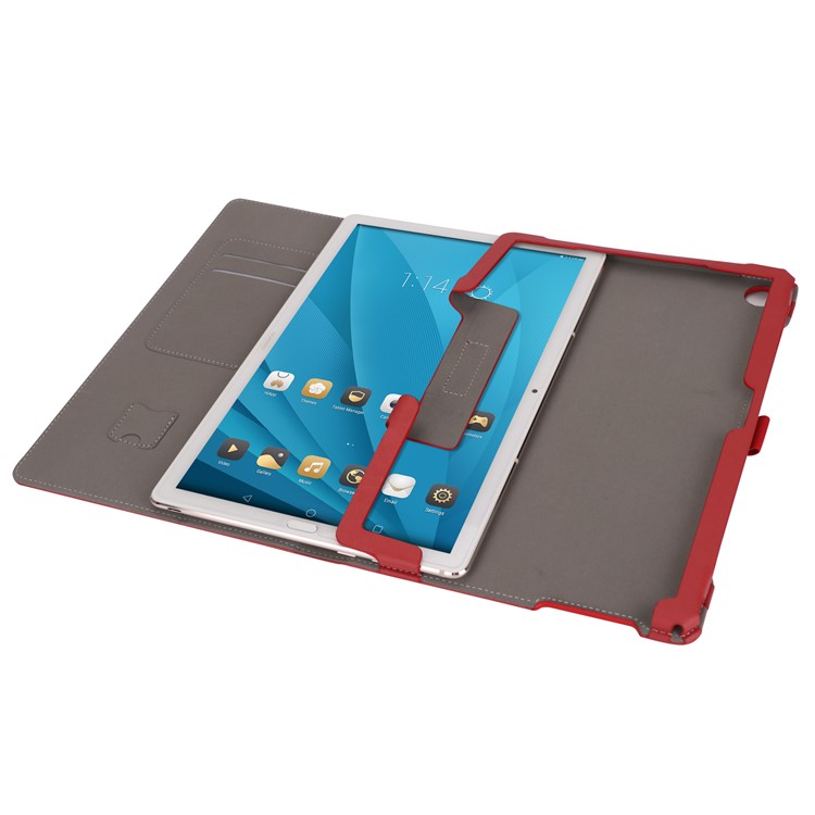 Foldable Stand PU Leather Protective Shell for Huawei MediaPad M5 10/MediaPad M5 10 (Pro) - Red-12