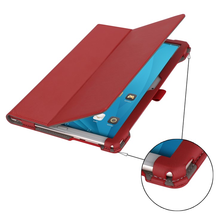 Foldable Stand PU Leather Protective Shell for Huawei MediaPad M5 10/MediaPad M5 10 (Pro) - Red-13