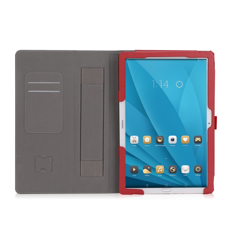 Foldable Stand PU Leather Protective Shell for Huawei MediaPad M5 10/MediaPad M5 10 (Pro) - Red-6