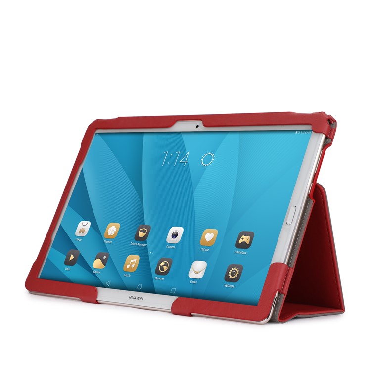 Foldable Stand PU Leather Protective Shell for Huawei MediaPad M5 10/MediaPad M5 10 (Pro) - Red-9