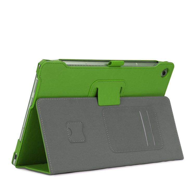 Foldable Stand Card Slot PU Leather Protective Casing with Elastic Band for Huawei MediaPad M5 10/MediaPad M5 10 (Pro) - Green-10