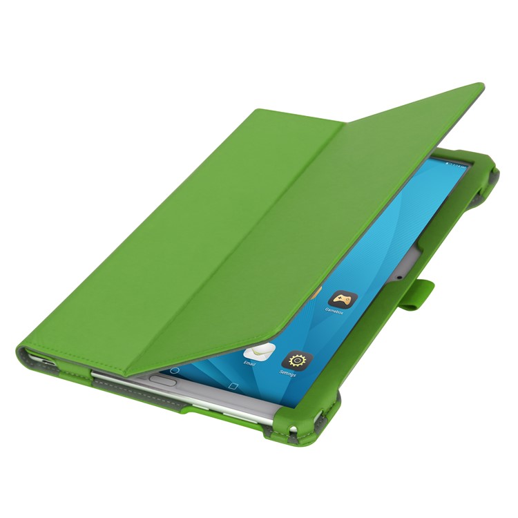 Foldable Stand Card Slot PU Leather Protective Casing with Elastic Band for Huawei MediaPad M5 10/MediaPad M5 10 (Pro) - Green-11