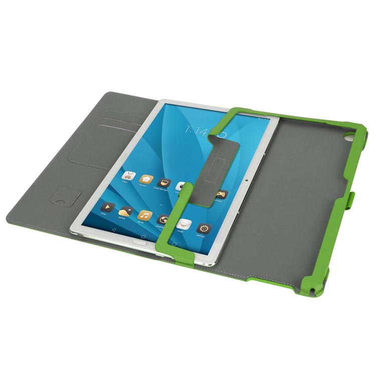 Foldable Stand Card Slot PU Leather Protective Casing with Elastic Band for Huawei MediaPad M5 10/MediaPad M5 10 (Pro) - Green-12