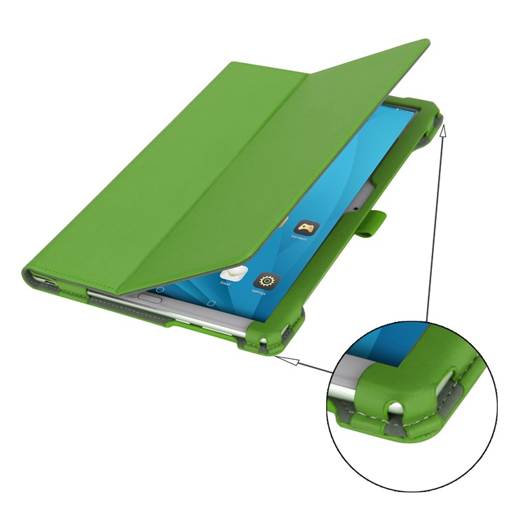 Foldable Stand Card Slot PU Leather Protective Casing with Elastic Band for Huawei MediaPad M5 10/MediaPad M5 10 (Pro) - Green-13