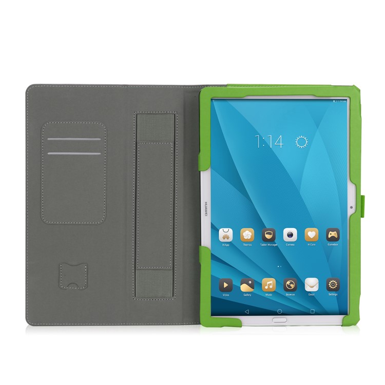 Foldable Stand Card Slot PU Leather Protective Casing with Elastic Band for Huawei MediaPad M5 10/MediaPad M5 10 (Pro) - Green-6