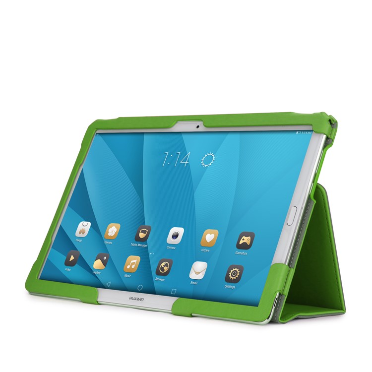 Foldable Stand Card Slot PU Leather Protective Casing with Elastic Band for Huawei MediaPad M5 10/MediaPad M5 10 (Pro) - Green-9
