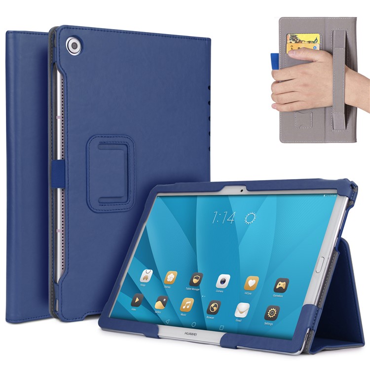 Foldable Stand Card Slot PU Leather Protective Cover for Huawei MediaPad M5 10/MediaPad M5 10 (Pro) - Blue-1