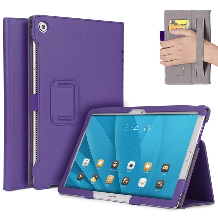 Foldable Stand Card Slot PU Leather Protective Shell for Huawei MediaPad M5 10/MediaPad M5 10 (Pro) - Purple-1