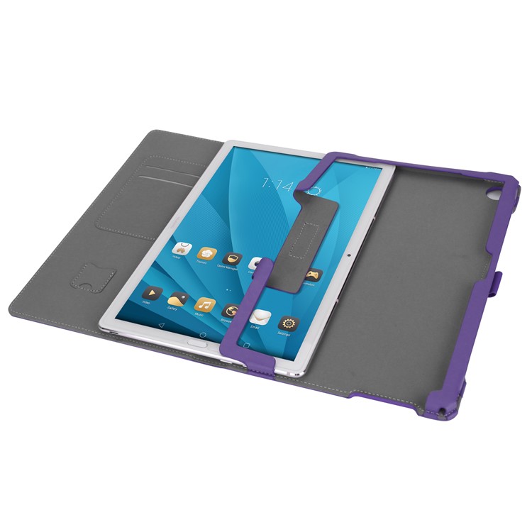 Foldable Stand Card Slot PU Leather Protective Shell for Huawei MediaPad M5 10/MediaPad M5 10 (Pro) - Purple-12