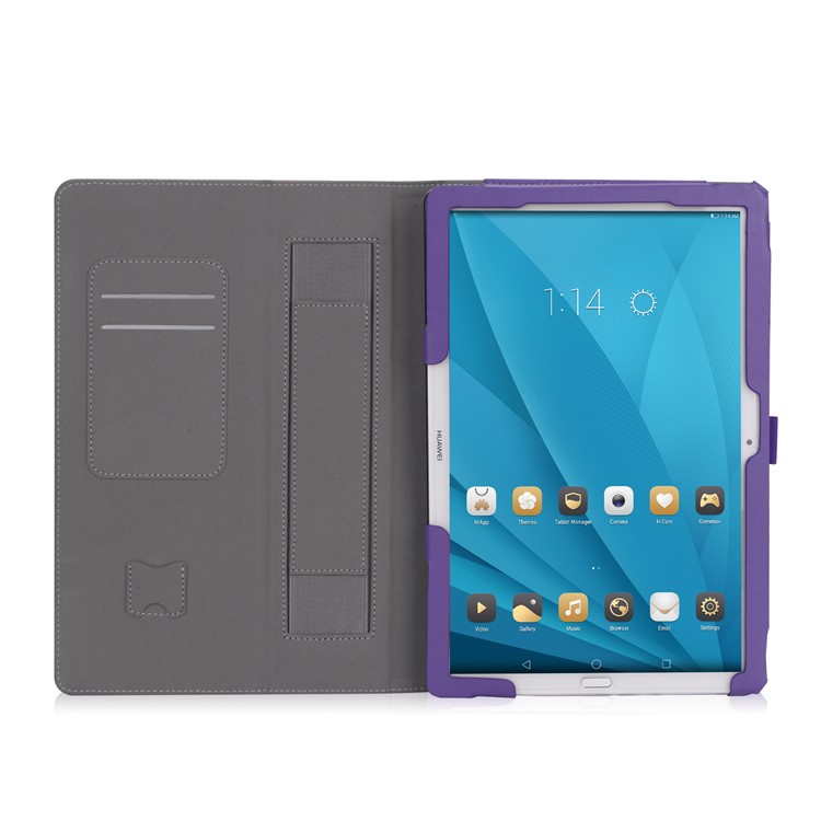 Foldable Stand Card Slot PU Leather Protective Shell for Huawei MediaPad M5 10/MediaPad M5 10 (Pro) - Purple-6