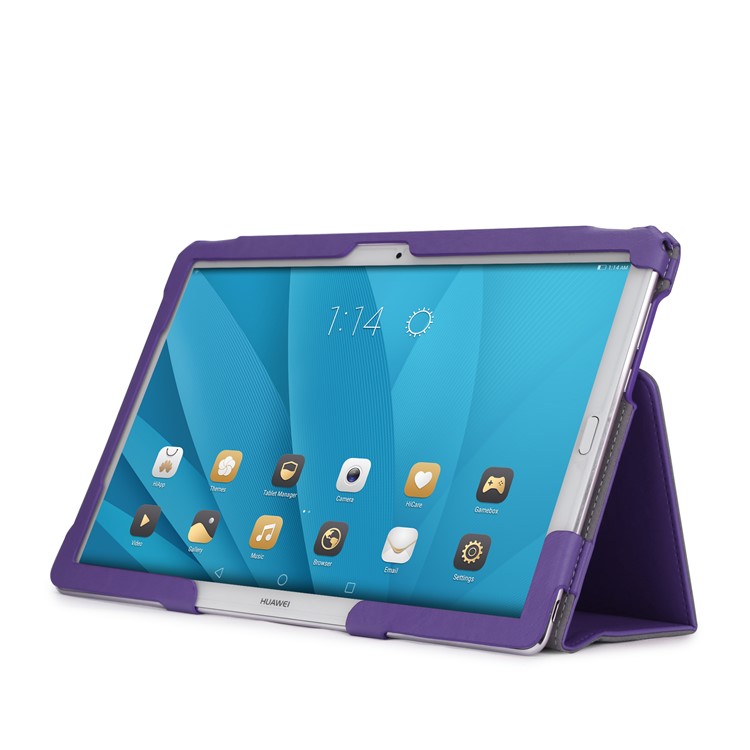 Foldable Stand Card Slot PU Leather Protective Shell for Huawei MediaPad M5 10/MediaPad M5 10 (Pro) - Purple-9