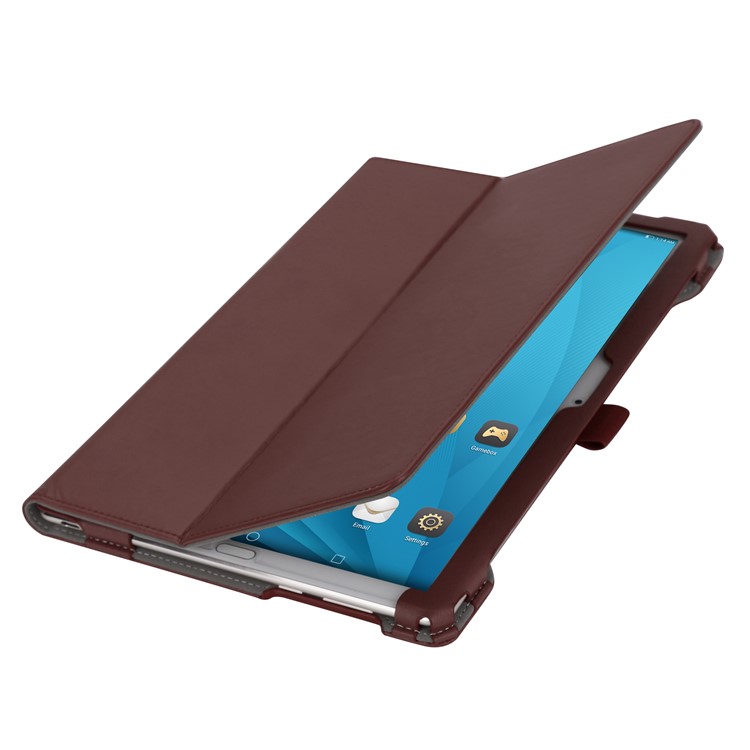 Foldable Stand Card Slot PU Leather Protective Cover for Huawei MediaPad M5 10/MediaPad M5 10 (Pro) - Brown-11