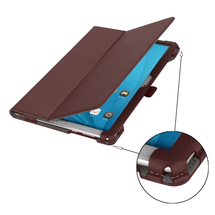 Foldable Stand Card Slot PU Leather Protective Cover for Huawei MediaPad M5 10/MediaPad M5 10 (Pro) - Brown-13
