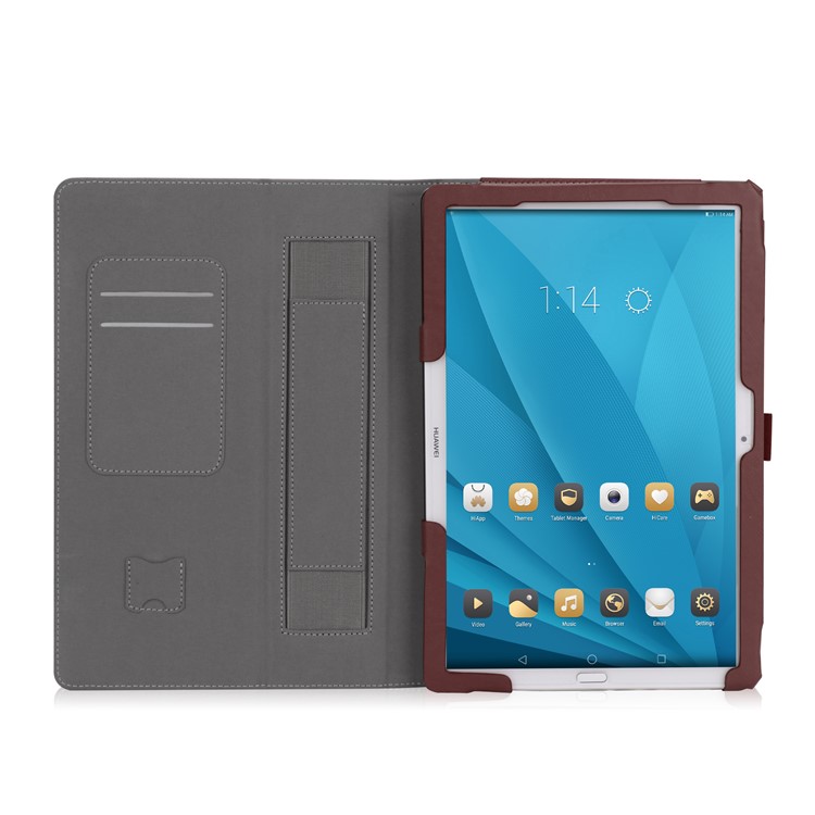 Foldable Stand Card Slot PU Leather Protective Cover for Huawei MediaPad M5 10/MediaPad M5 10 (Pro) - Brown-6