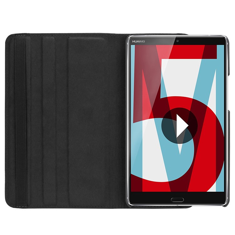 Litchi Grain Leather Stand Tablet Case for Huawei MediaPad M5 8 with Elastic Band - Black-2