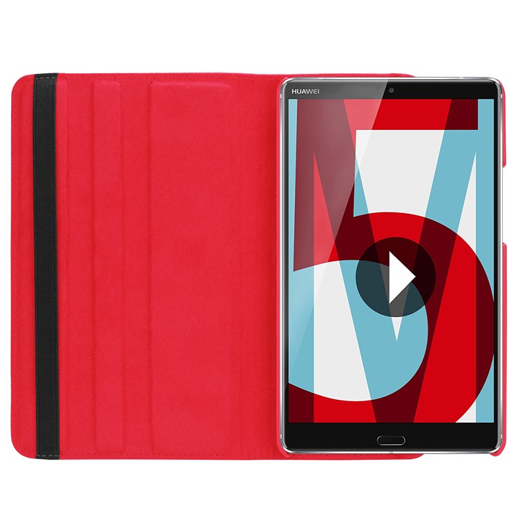 Litschi Korn Lederständer Tablet Shell Für Huawei Mediapad M5 8 Mit Elastischem Band - Rot-2