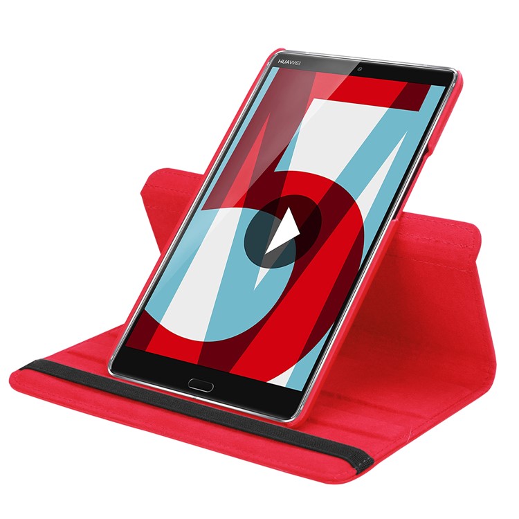 Litschi Korn Lederständer Tablet Shell Für Huawei Mediapad M5 8 Mit Elastischem Band - Rot-4