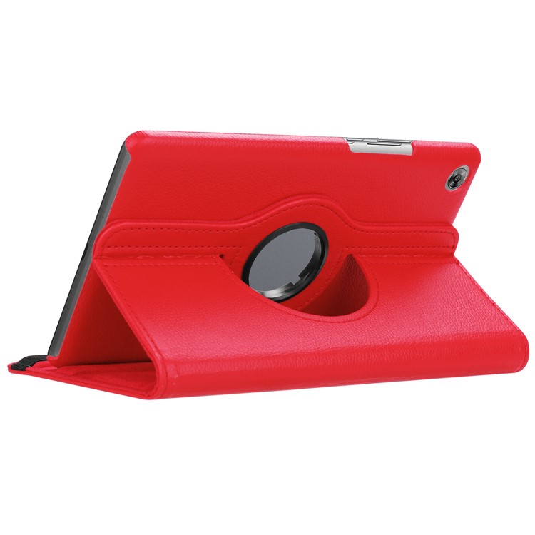 Litschi Korn Lederständer Tablet Shell Für Huawei Mediapad M5 8 Mit Elastischem Band - Rot-5
