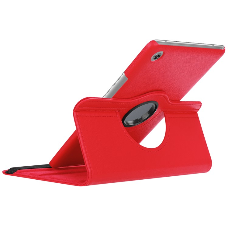 Litschi Korn Lederständer Tablet Shell Für Huawei Mediapad M5 8 Mit Elastischem Band - Rot-6