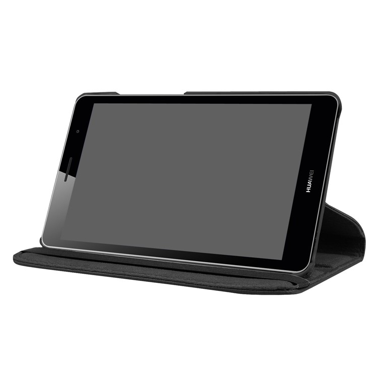 Litchi Grain 360 Degree Rotary Stand Leather Tablet Case for Huawei MediaPad T3 7.0 4G - Black-6