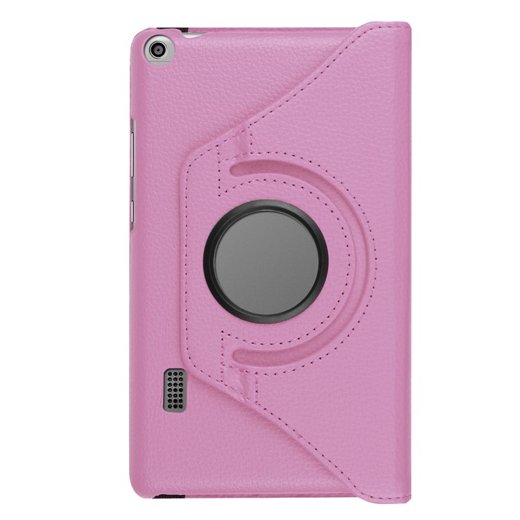 Litchi Texture 360 Degree Rotary Stand Leather Cover for Huawei MediaPad T3 7.0 4G - Pink-2