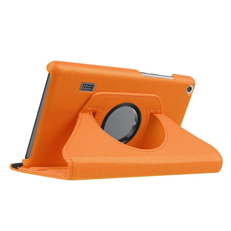 Litchi Skin Leather 360 Degree Rotary Stand Tablet Case Cover for Huawei MediaPad T3 7.0 4G - Orange-5