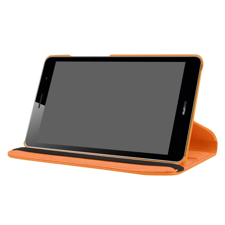 Litchi Skin Leather 360 Degree Rotary Stand Tablet Case Cover for Huawei MediaPad T3 7.0 4G - Orange-6