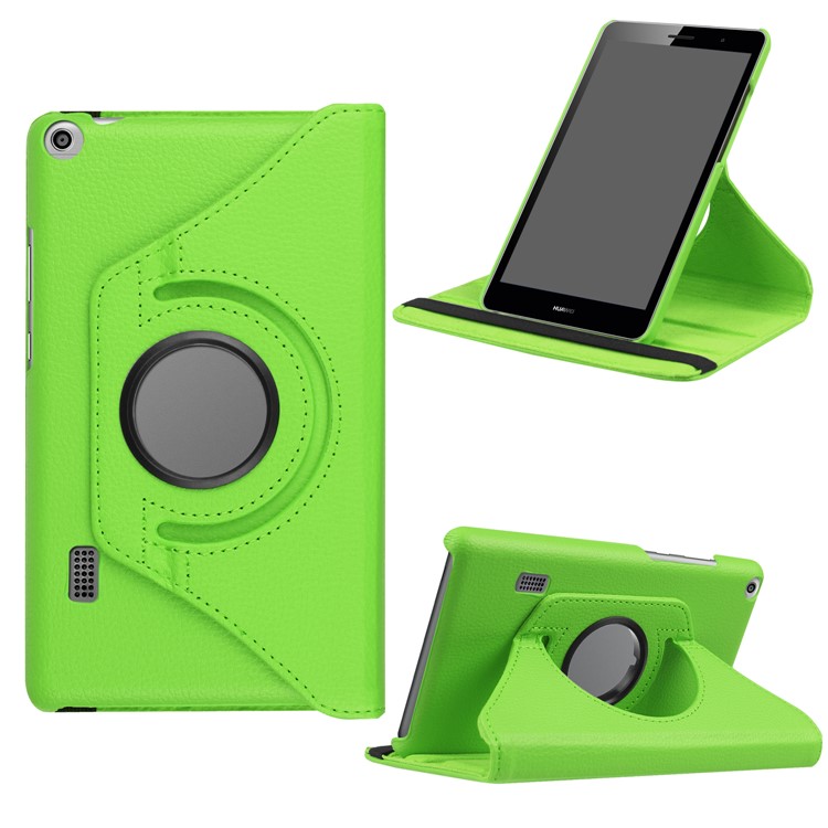 Litchi Skin Leather 360 Degree Rotary Stand Tablet Case Shell for Huawei MediaPad T3 7.0 4G - Green-1