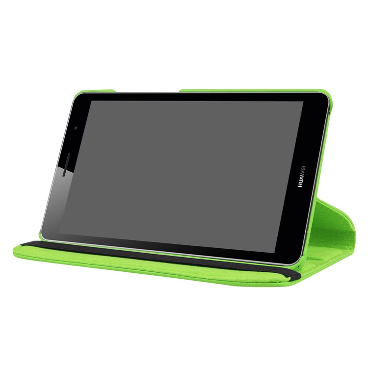 Litchi Skin Leather 360 Degree Rotary Stand Tablet Case Shell for Huawei MediaPad T3 7.0 4G - Green-6