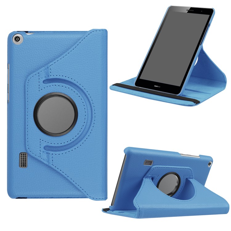Litchi Skin Leather Cover Case with 360 Degree Rotary Stand for Huawei MediaPad T3 7.0 4G - Baby Blue-1
