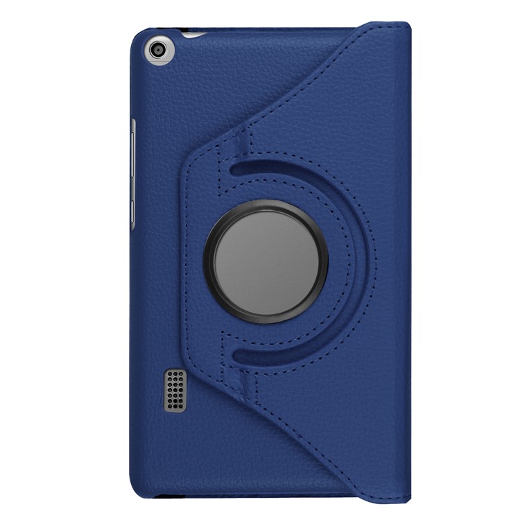 Litchi Skin Leather Cover Shell with 360 Degree Rotary Stand for Huawei MediaPad T3 7.0 4G - Dark Blue-2