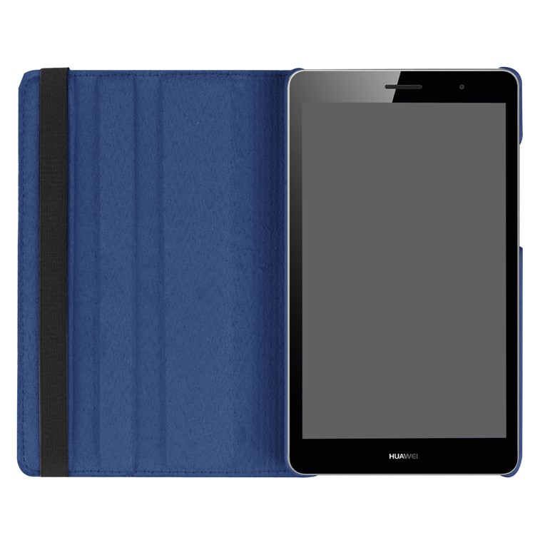 Litchi Skin Leather Cover Shell with 360 Degree Rotary Stand for Huawei MediaPad T3 7.0 4G - Dark Blue-4