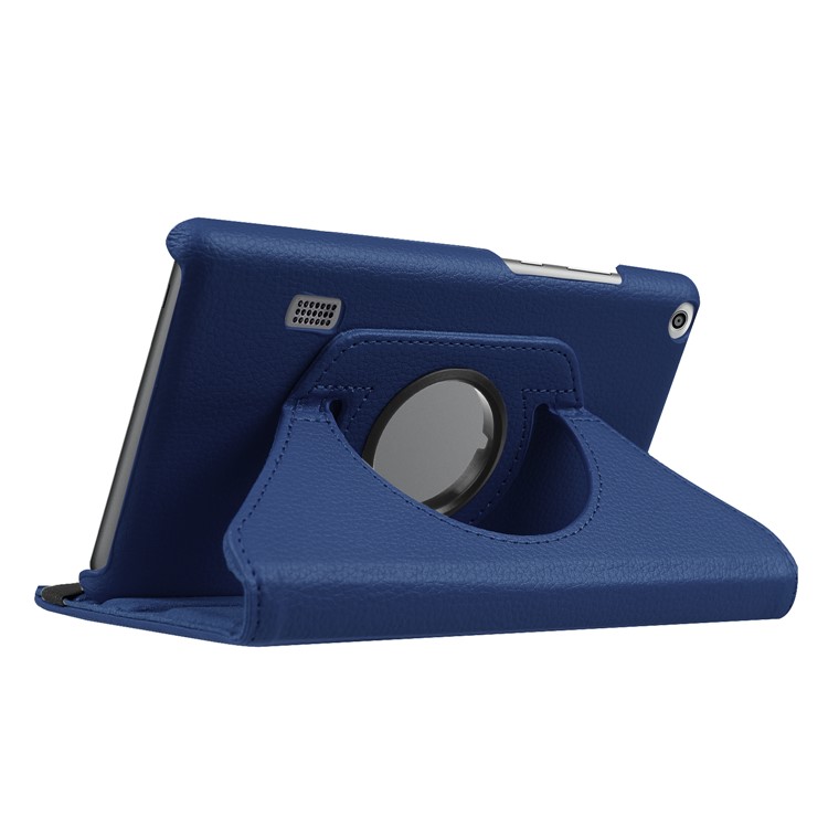 Litchi Skin Leather Cover Shell with 360 Degree Rotary Stand for Huawei MediaPad T3 7.0 4G - Dark Blue-5
