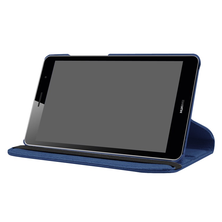 Litchi Skin Leather Cover Shell with 360 Degree Rotary Stand for Huawei MediaPad T3 7.0 4G - Dark Blue-6