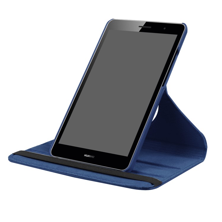 Litchi Skin Leather Cover Shell with 360 Degree Rotary Stand for Huawei MediaPad T3 7.0 4G - Dark Blue-7