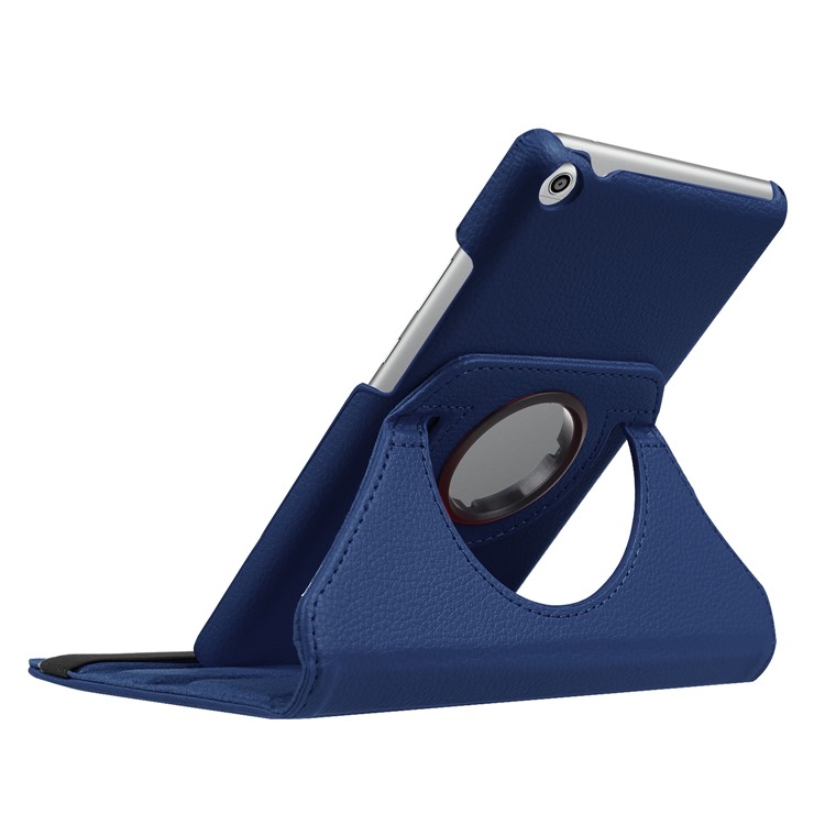 Litchi Skin Leather Cover Shell with 360 Degree Rotary Stand for Huawei MediaPad T3 7.0 4G - Dark Blue-8