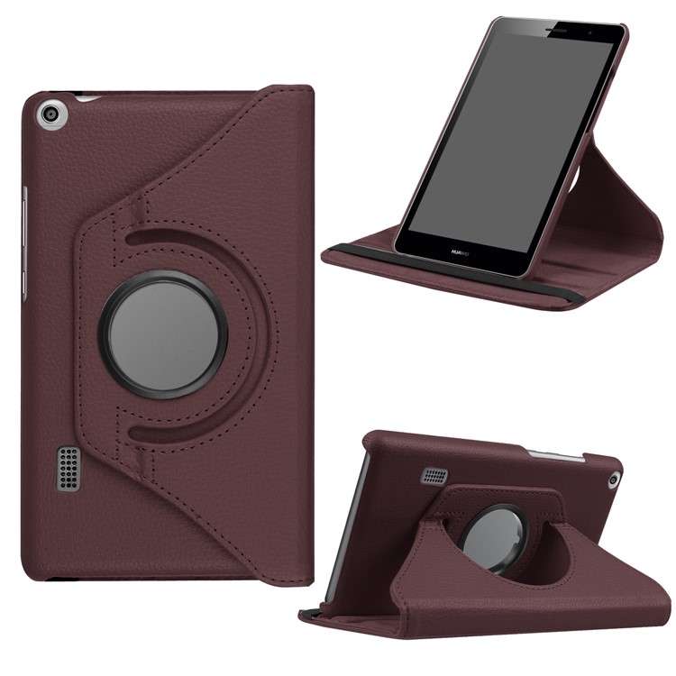 Litchi Grain 360 Degree Rotary Stand Leather Shell Case for Huawei MediaPad T3 7.0 4G - Brown-1