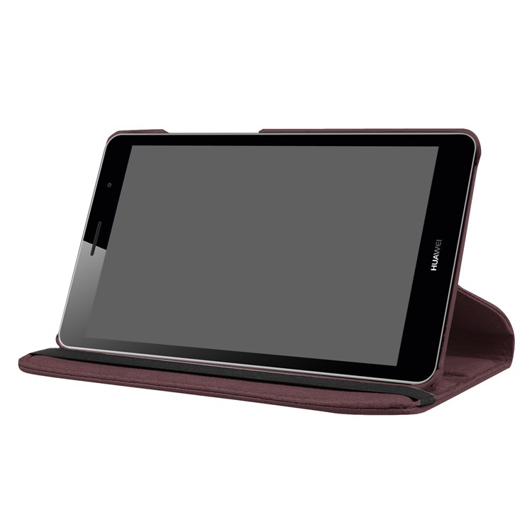 Litchi Grain 360 Degree Rotary Stand Leather Shell Case for Huawei MediaPad T3 7.0 4G - Brown-6