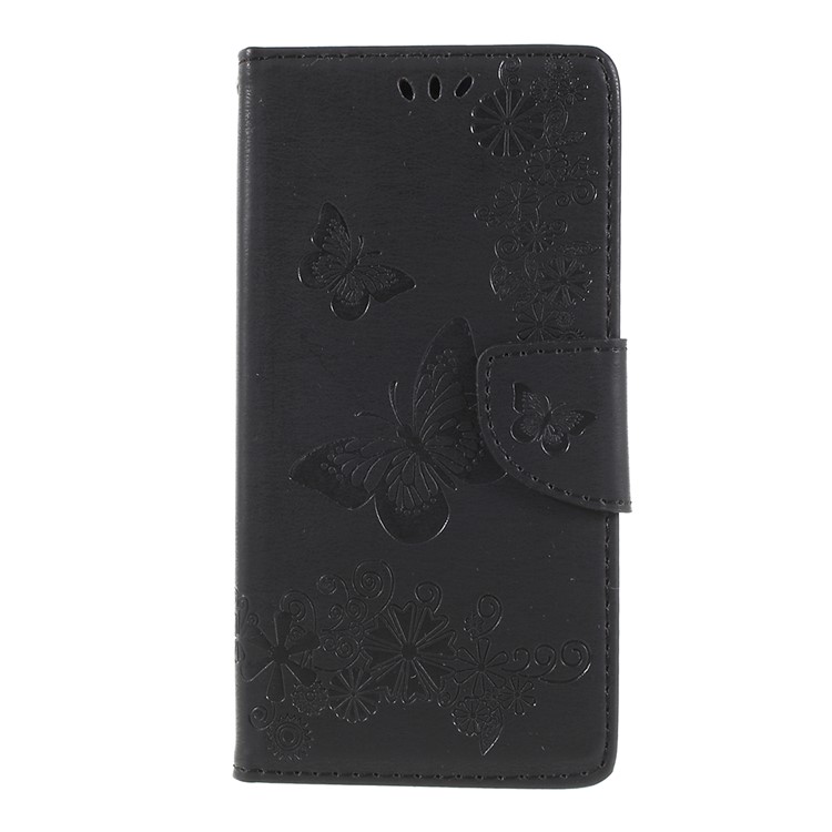 For Huawei P20 Pro Imprint Butterfly Flower Wallet Stand Leather Case - Black-3
