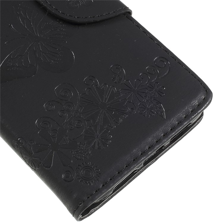 For Huawei P20 Pro Imprint Butterfly Flower Wallet Stand Leather Case - Black-8