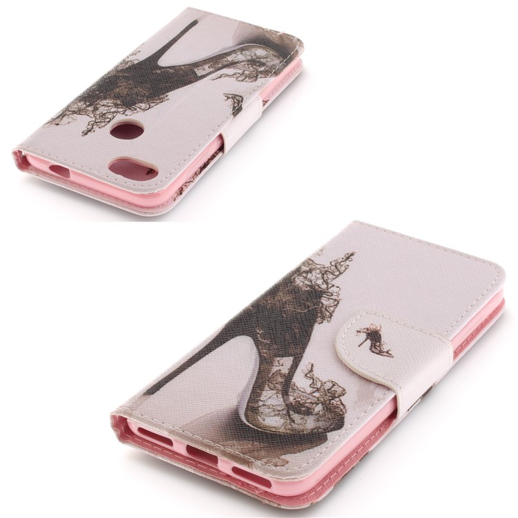 Pattern Printing Leather Wallet Case for Huawei Y6 Pro (2017) / Enjoy 7 / P9 lite mini - High-heeled Shoes-4