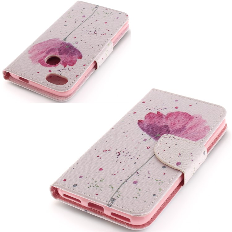 Pattern Printing Leather Wallet Cover for Huawei Y6 Pro (2017) / Enjoy 7 / P9 lite mini - Vivid Flower-4
